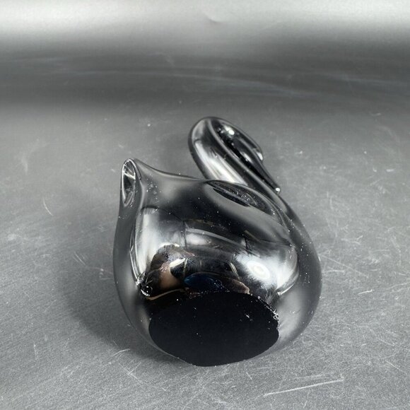 1980s Vintage Black Glass Swan Duck Bird Figurine Art Glass Figurine Decorative - Picture 8 of 10